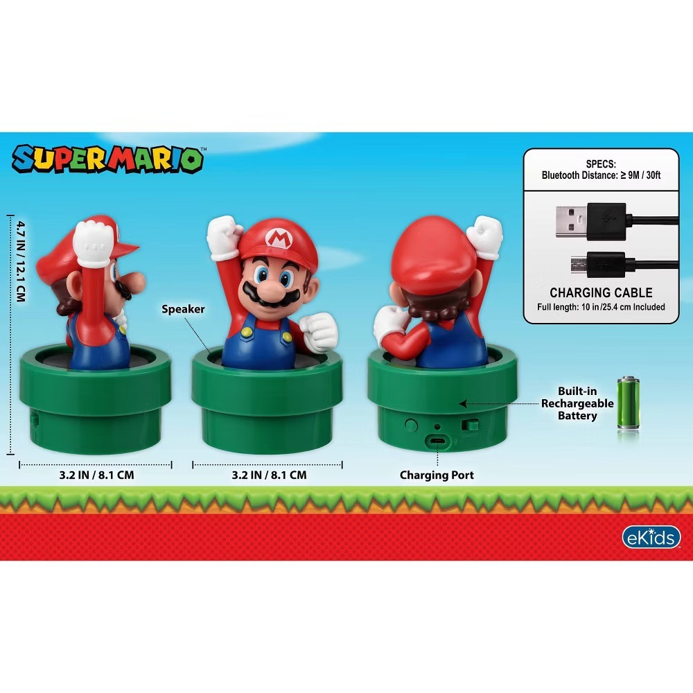Nintendo Super Mario iHome Bluetooth Speaker Micro USB Charging Cable Included - Picture 3 of 12